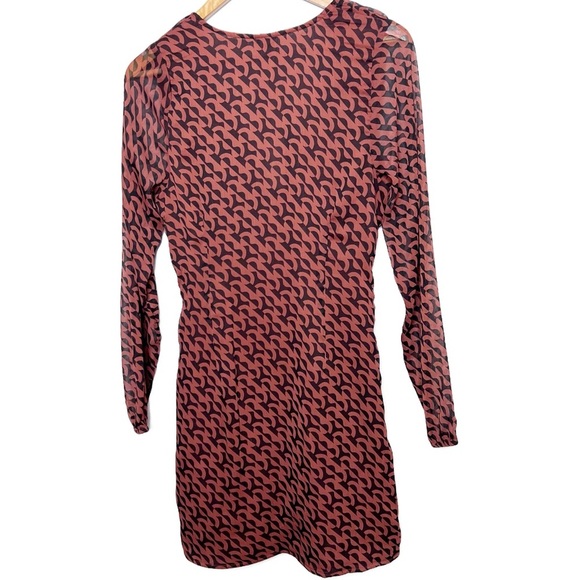 NWT A New Day Women's Ruched V Neck Long Sleeve Geometric Print Mini Dress - Picture 11 of 16